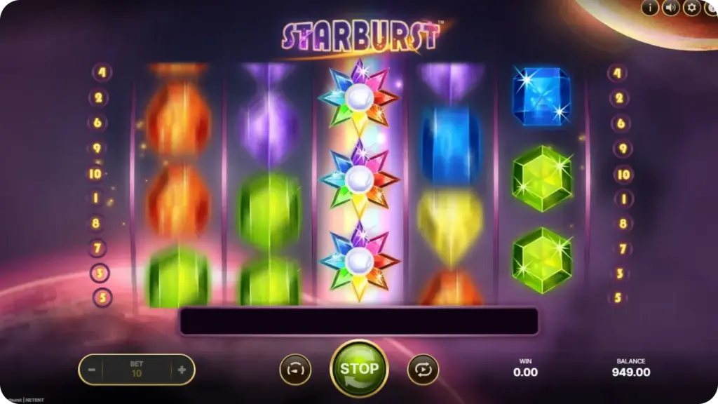 Starburst free spins bonus features and wild respins illustration