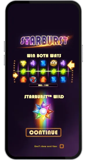 Starburst Wild Feature Explanation Screen