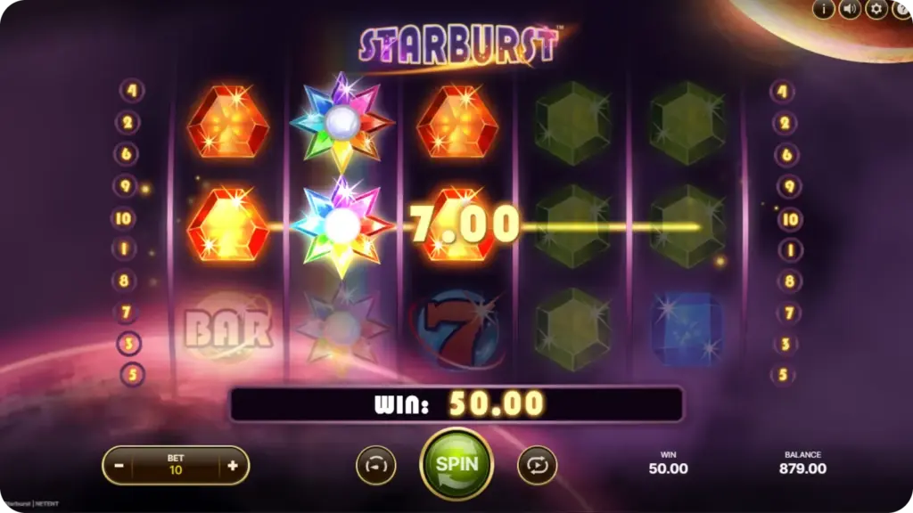 Starburst review expanding wilds and respins feature explanation